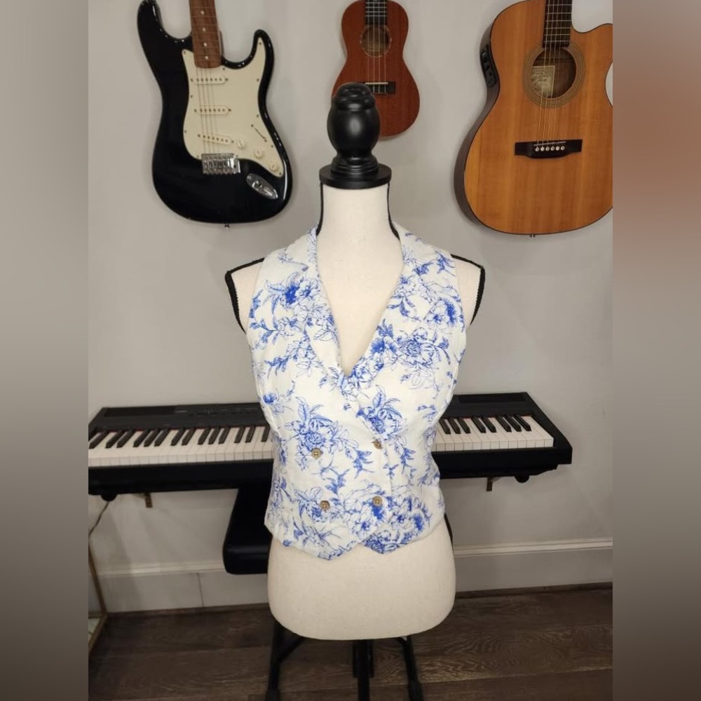 NWOT Jason Wu Halter Tuxedo Top | blue & white print | size 4